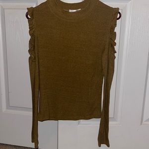 Brown open shoulder sweater!